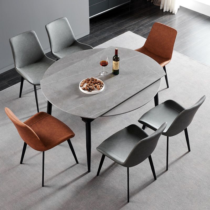 Simplicity Style Stone Dining Table Round Drop-Leaf Table with 4-foot