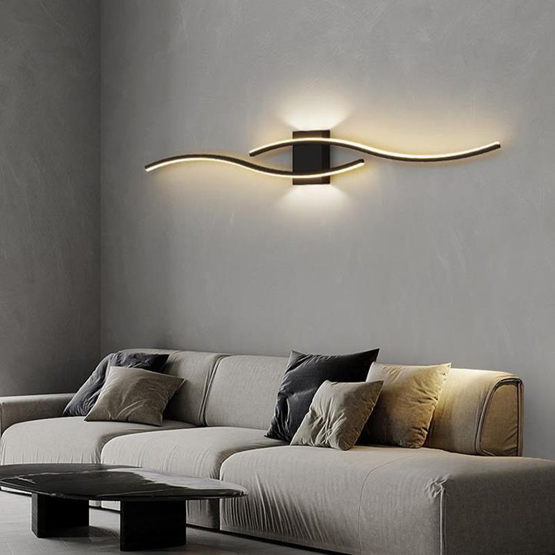 2-Light White/Black Modern Wall Mounted Sconce LED Wall Light for Bedroom