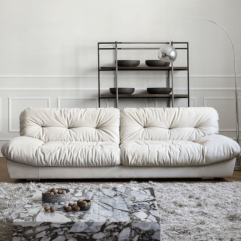 French Country Stain Resistant Faux Leather Armless Sofa in Brown/Beige