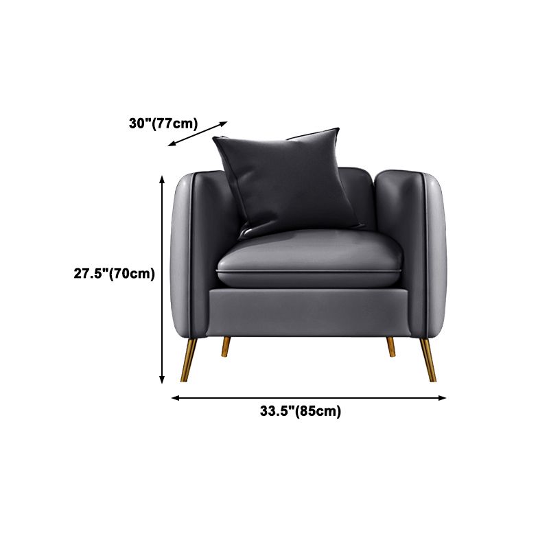 Glam Gray Standard Square Arm Living Room Leather Stain Resistant Sofa