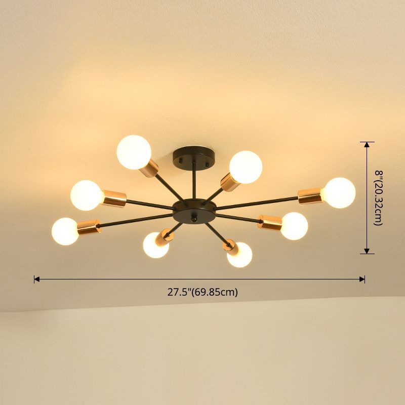 Blootgestelde metalen semi-gemonteerde verlichting Loft-stijl woonkamer semi-inbouwlamp in zwart