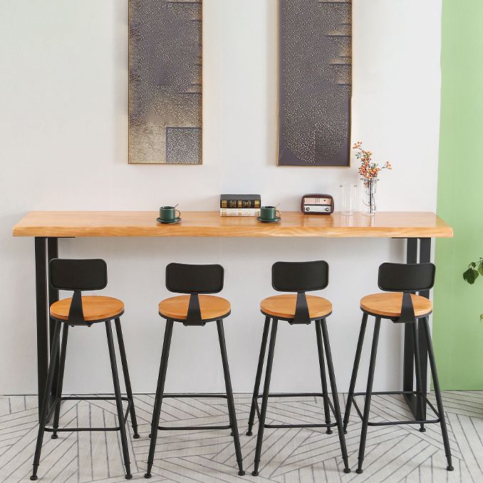 Modern Bar Set 1/2/5 Pcs Solid Wood Top Bar Table with Footrest Bar Stools