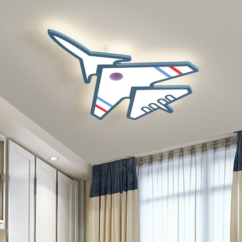 Cartoon Aircraft Flush Mount Lighting Acrilico LED Ragazzo - Camera Scarico Lampada in bianco / Blu