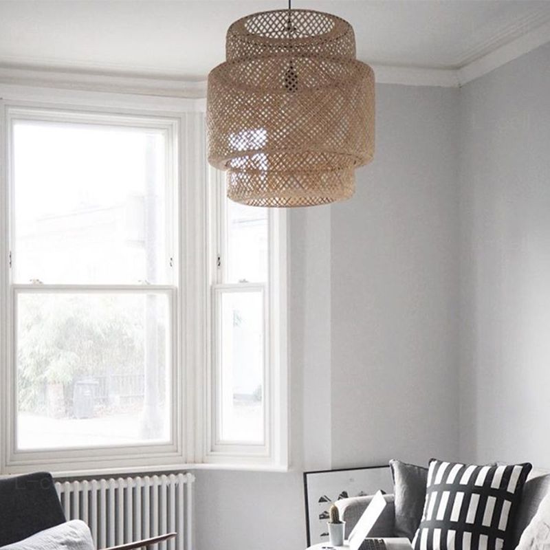 Style moderne en bambou suspendu léger pendant ménage pour chambre à coucher