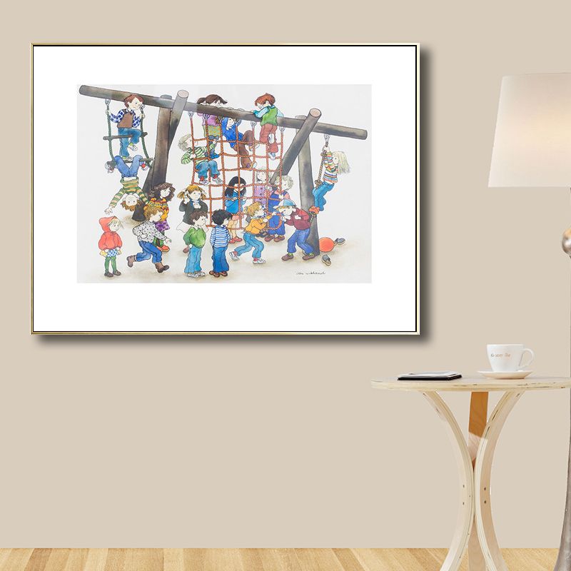 Back to Childhood Drawing Canvas Wall Art Kids Textured Wall Decoration in Soft Color