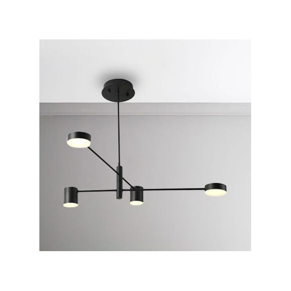 Multi Tiers Asymmetrical Chandelier Light Metal Simple Style 2/4/6/8 Heads Black/White Pendant Light in Warm/White/Third Gear