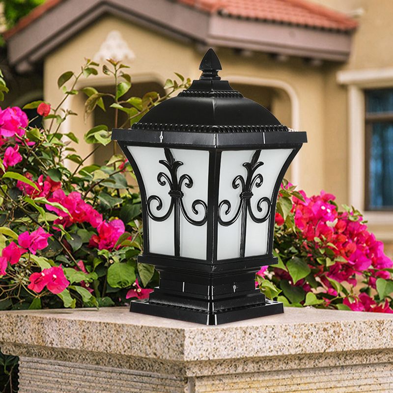 Black Outdoor Lights Waterproof Square Pillar Lamp for Garden