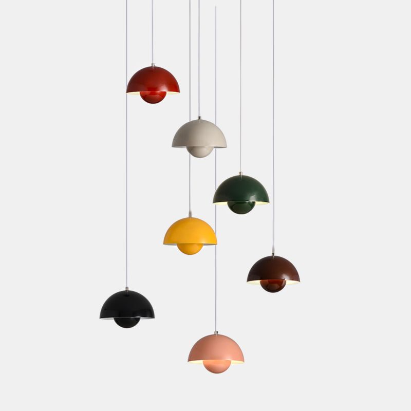 Modern Nordic Geometric Pendant Light Wrought Iron Macaron Hanging Lamp for Interior Spaces