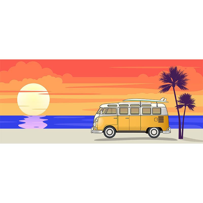 Tropical Palm Leaves Mural Wallpaper Light Color Wall Art for Sitting Room