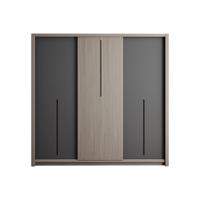 Grey Contemporary Storage Cabinet Faux Wood Cabinet with Sliding Doors