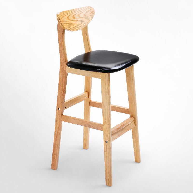 Scandinavian Footrest Solid Wood Bar Stool Low Back Home Stool