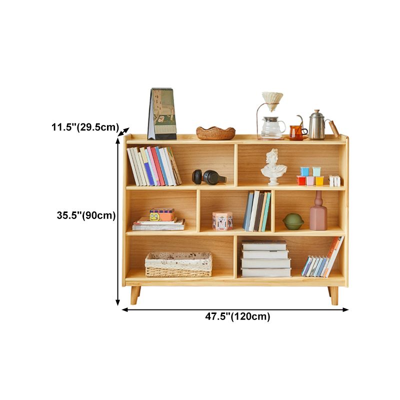 Contemporary Pine Solid Wood Bookcase Closed Back Bookshelf for Home