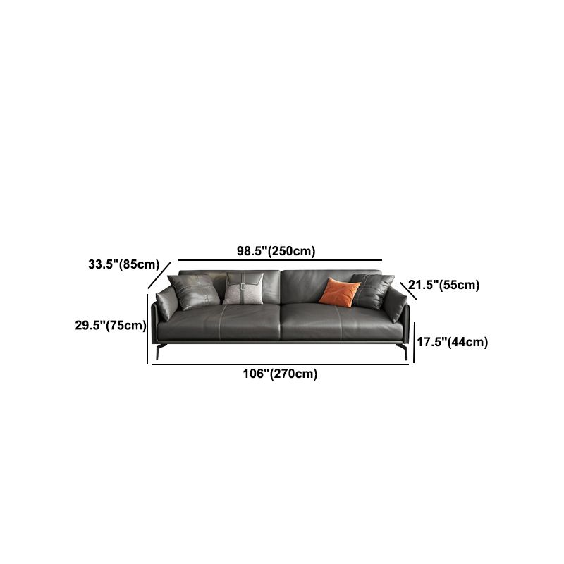Faux Leather Sofa 33.46 " D x 30.70" H Square Arm Sofa for Living Room