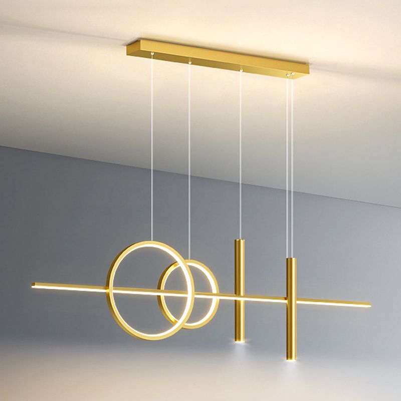 Contemporary 5-Light Golden Kitchen Island Lighting LED Ceiling Light