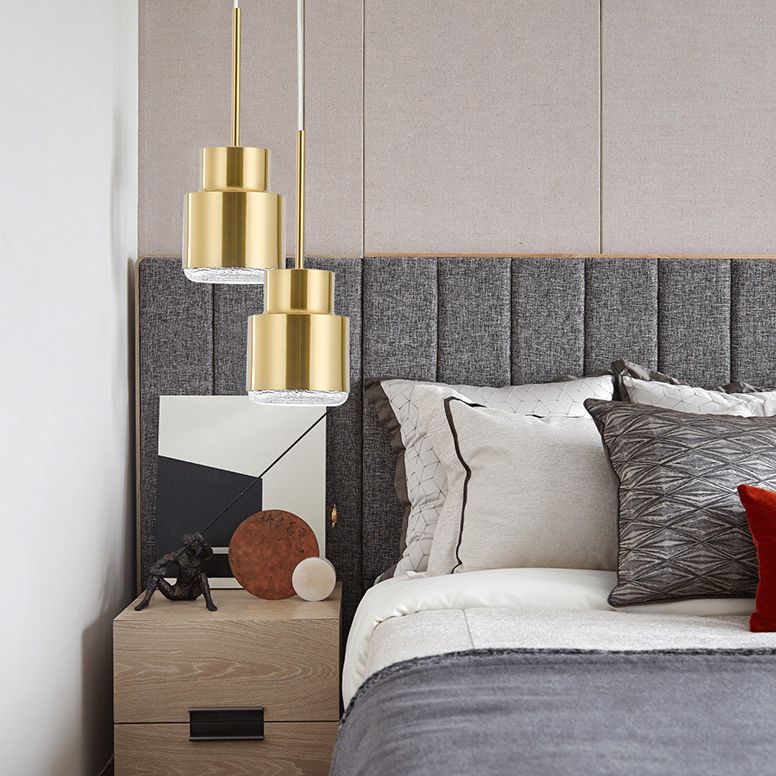 Metalen cilinderhangende verlichtingsarmatuur eenvoudige stijl hanglamp lichtbarmsel in goud
