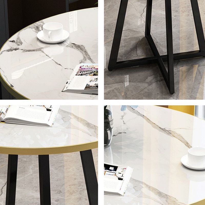Mesa interior redonda de lujo tradicional de metal, mesa de madera fabricada con base de trineo