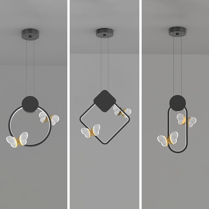 Plafonnage minimaliste Butterfly Plafond Metal Bedroom LED Suspension Pendante