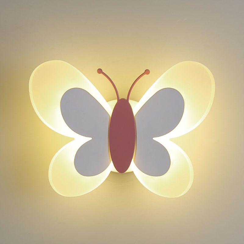 Cartoon Acrylic Wall Lighting 1-Light Butterfly Sconce Light for Children's Room