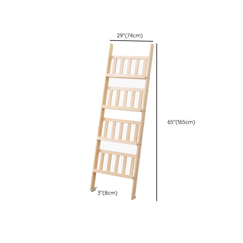 Modern Style Solid Wood Bookshelf Open Back Ladder Bookcase for Home