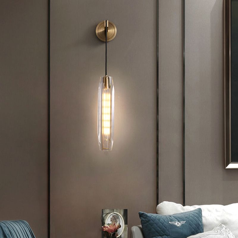 Oval Shade Crystal Wall Sconce Modern Style 1 Light Wall Mount Light Fixture