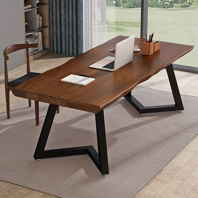 Mesa de comedor industrial de doble pedestal de rectángulo Mesa de madera de madera sólida