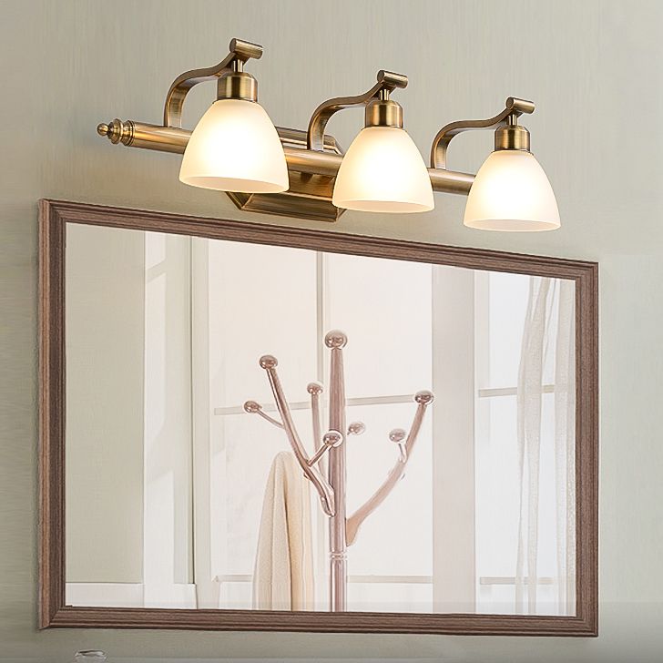 Modern Wall Mounted Light Fixture Bronze Conical Sconce Light Fixture with Glass Shade