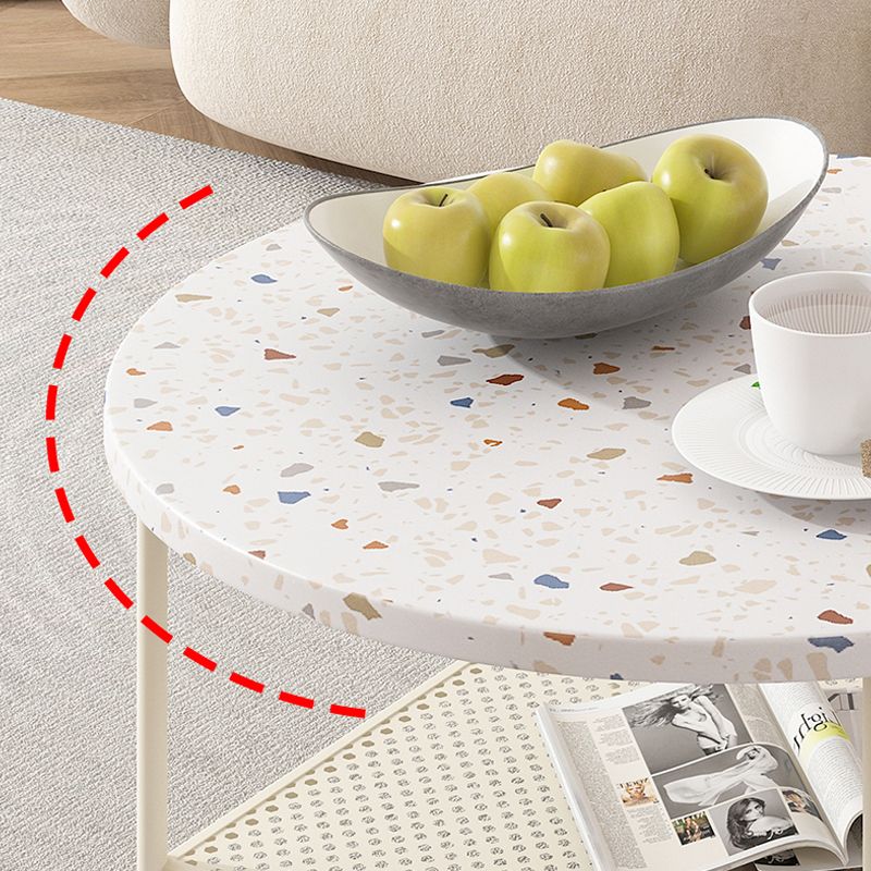 17"H Contemporary Coffee Table White Coffee Cocktail Table with Storage