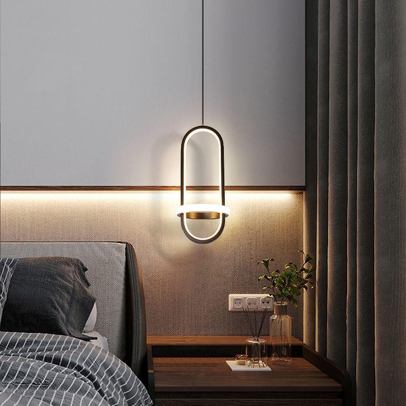 Chambre à coucher lampe suspendue moderne kit d'éclairage pendentif en aluminium linéaire avec 2 lumières