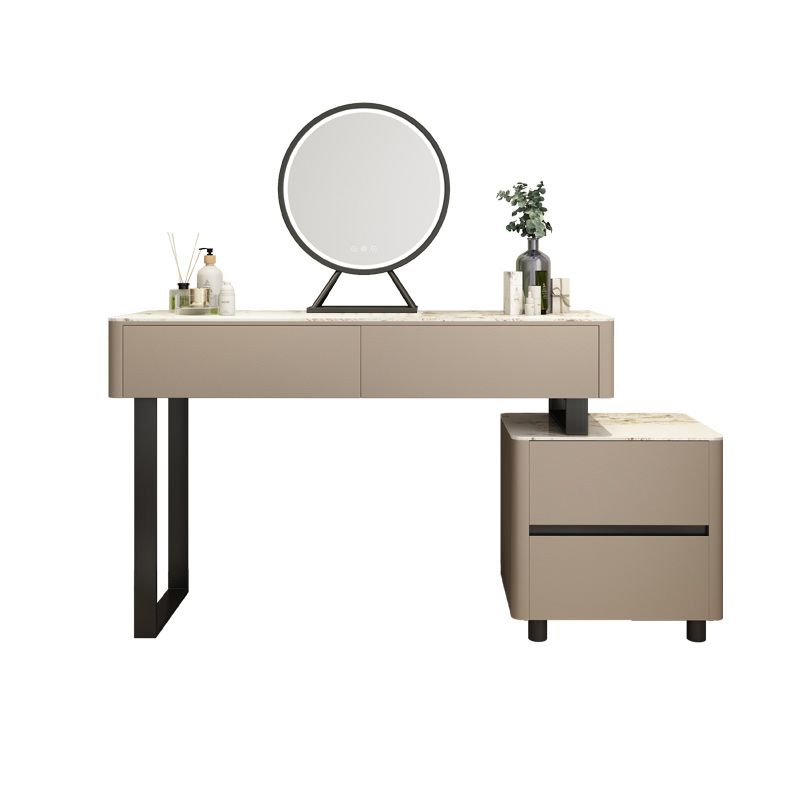 Cream Solid Wood Lighted Mirror Bedroom With Drawer Dressing Table