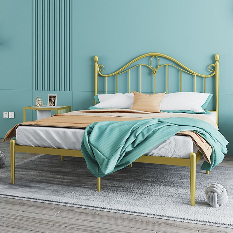 45" Tall Glam Standard Bed Metal Open-Frame Bed with Arched Headboard