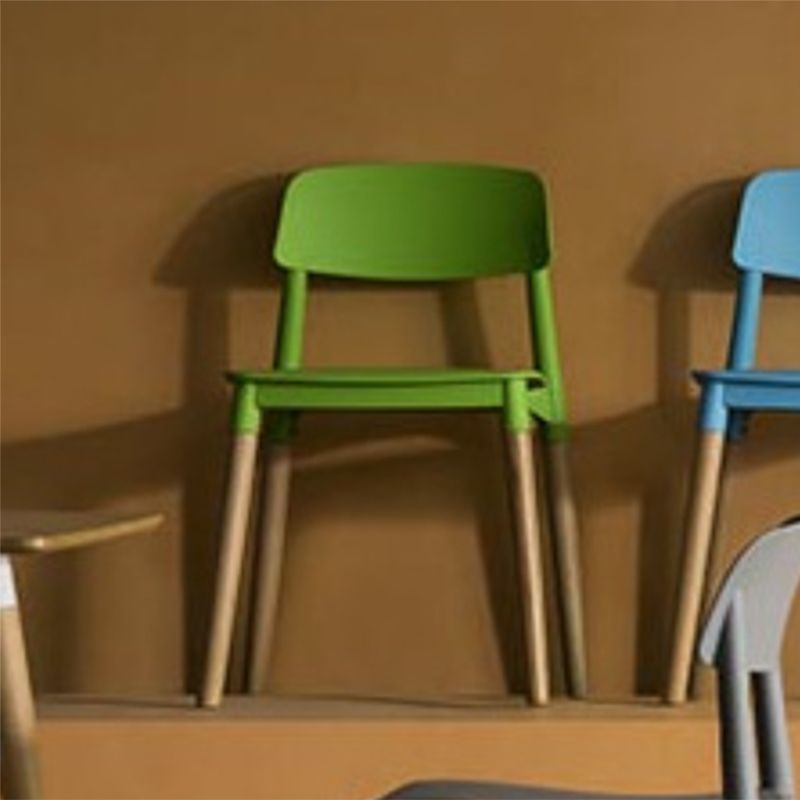 Solid Wood Legs Side Chair Indoor Armless Open Back Dining Chair