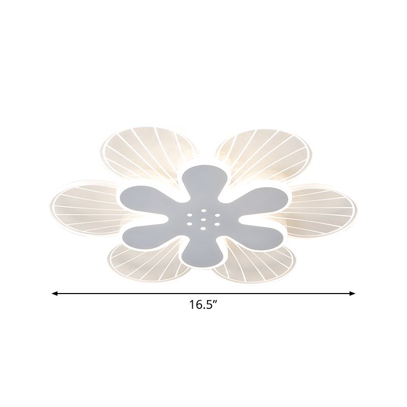 Weiße Blume Flush Leuchte Zeitgenössisch 16.5 "/20.5" Weiss LED Acryl Unterputz Lampe in Weiß/Warm Licht