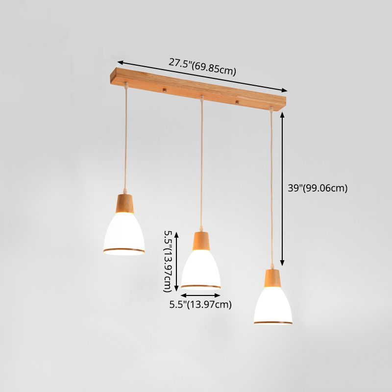 White Shaded Pendant Lighting Fixture Nordic Wooden Ceiling Pendant Light for Bedroom