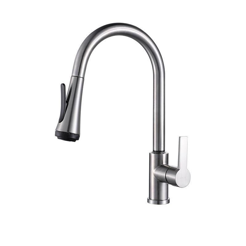 Touch Sensor Kitchen Bar Faucet Gooseneck Swivel Spout with Pull Down Sprayer