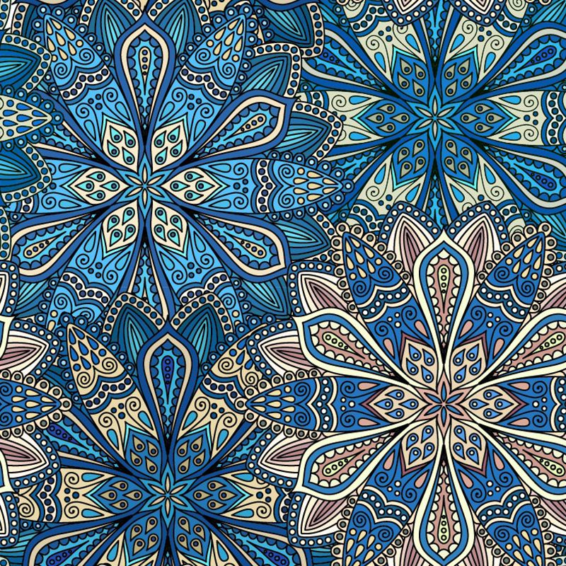 Blue Flower Blossom Murals Decal Washable Bohemian Style Bedroom Wall Decoration