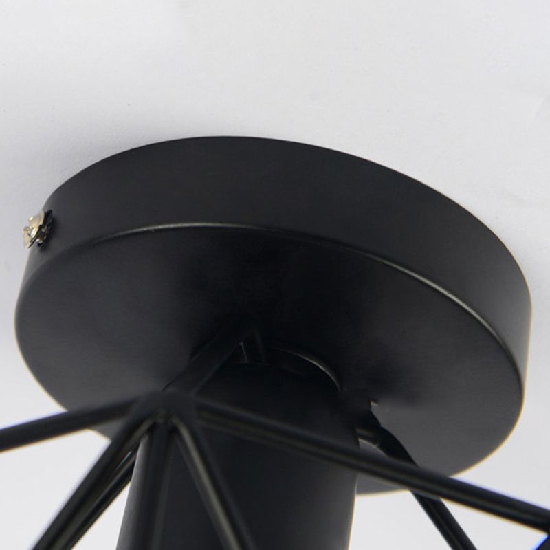 Plafonnier à cadre en fer de style vintage industriel, plafonnier d'intérieur géométrique noir