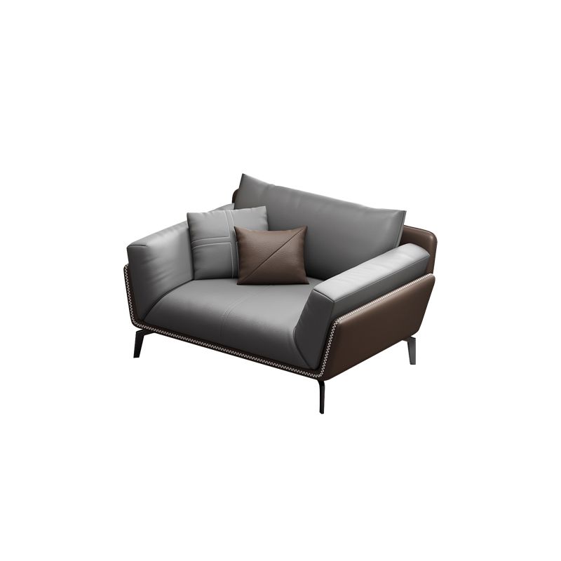 Contemporary Gray Upholstered Sofa Pillow Back Couch with Flared Arms for Living Room