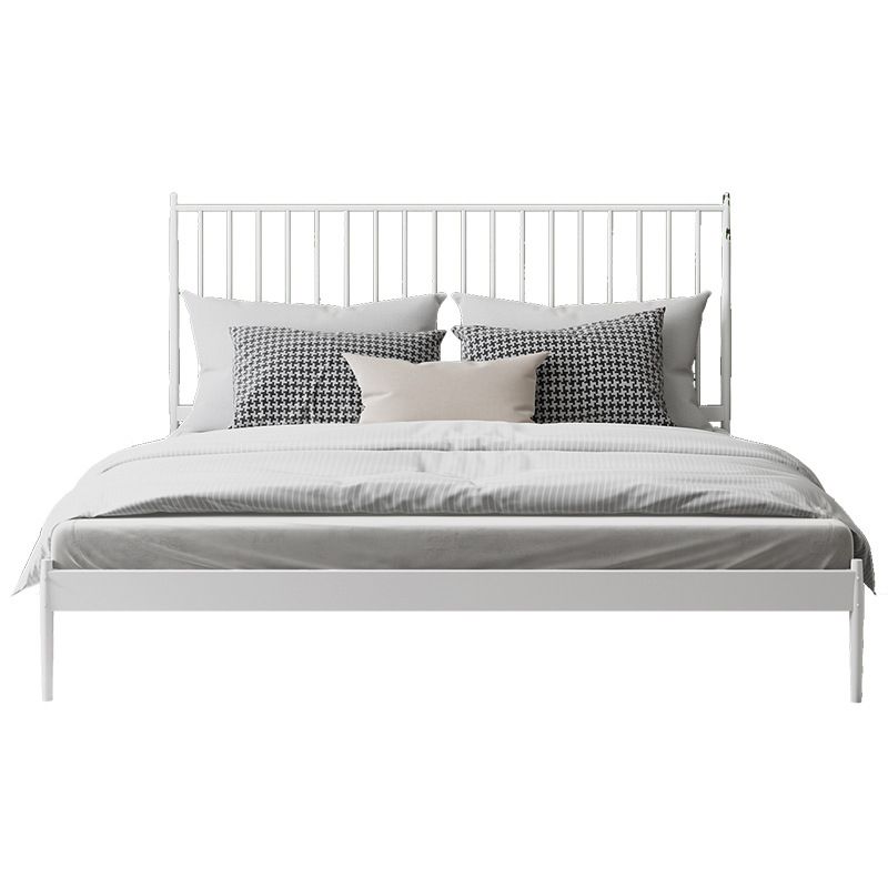 Contemporary Iron Open Frame Bed with Spindle Headboard for Bedroom