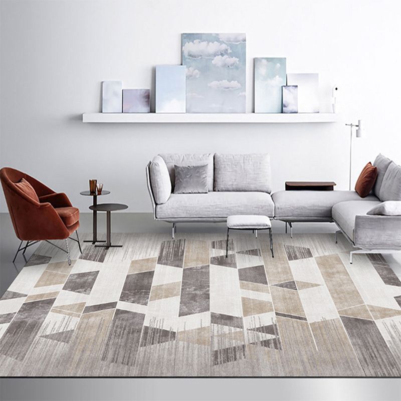 Modern Dark Brown Rug Polyester Contrast Color Rug Washable Rug for Drawing Room