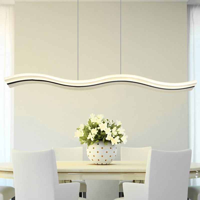 39.3" Length Wave Shaped LED Island Light Nordic Simplicity Style Long Strip Acrylic Lighting Fixture for Kitchen Bar