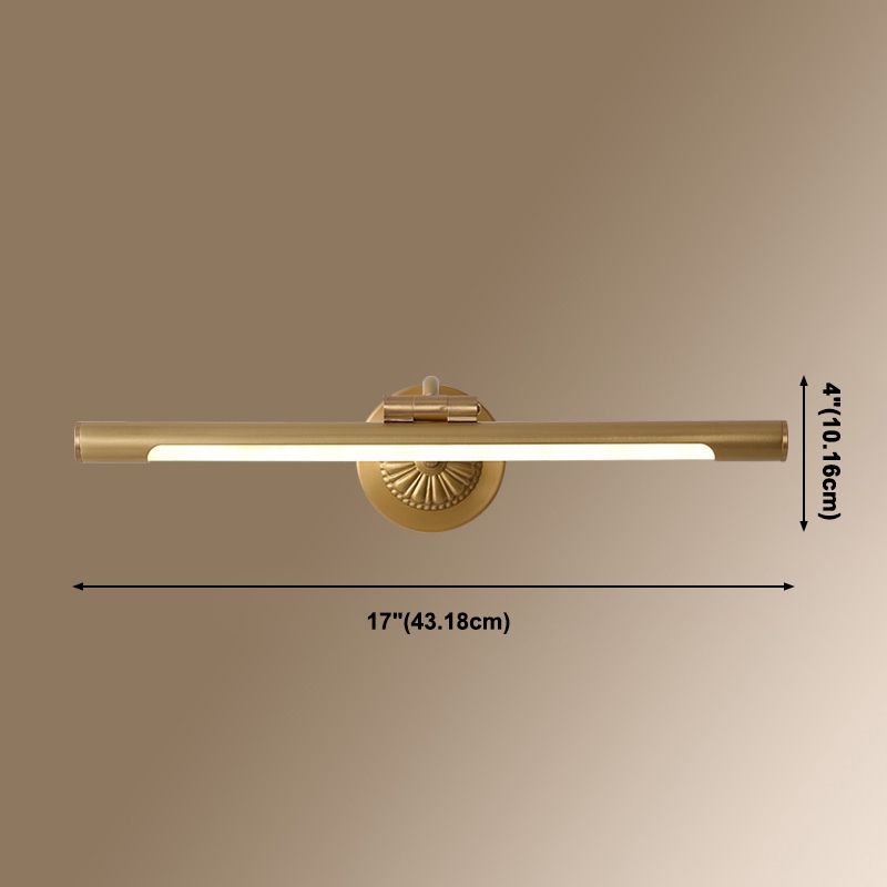 Brass Strip Mirror Light American Style Waterproof 1 Light Wall Lamp for Bathroom