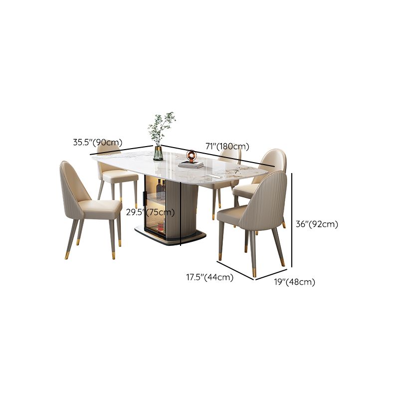 1/5/7 Pieces Modern Sintered Stone Top Dining Set with Storage
