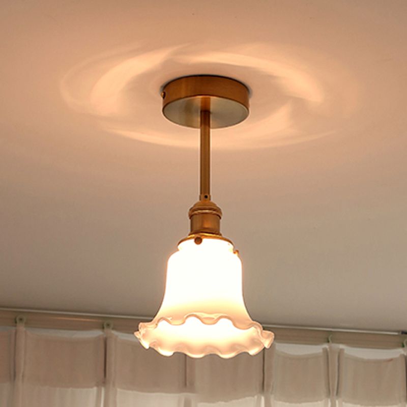 Plafonnier Semi-encastré en verre et Bronze, Style créatif moderne, plafonnier géométrique en cuivre pour couloir