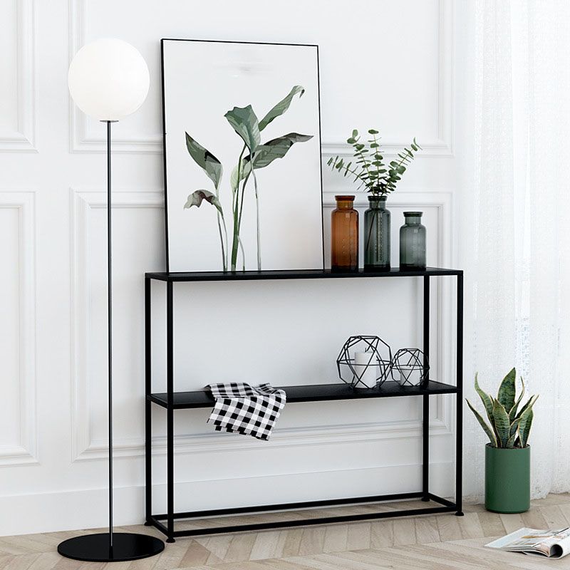 Metal Frame Bookshelf Modern Black / White Open Storage Bookcase