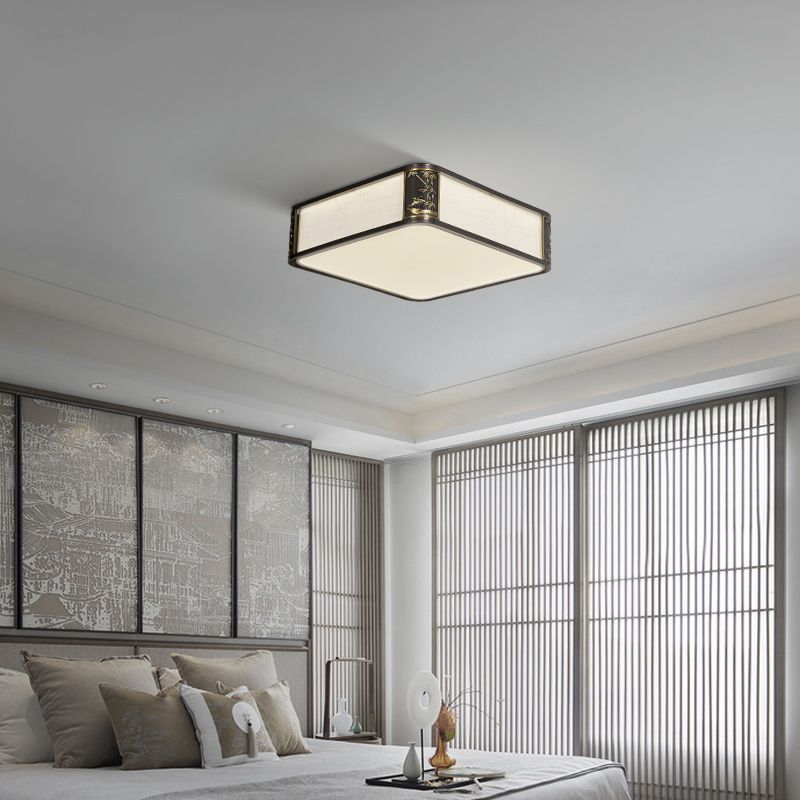 Metal Minimalism 1-Light Flush Mount Lamp Squared Flush Ceiling Light for Bedroom