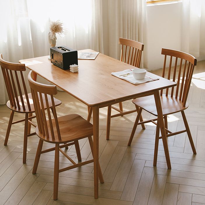 Contemporary Style Dining Table with Fixed Solid Wood Dining Table and Chairs for Home Use