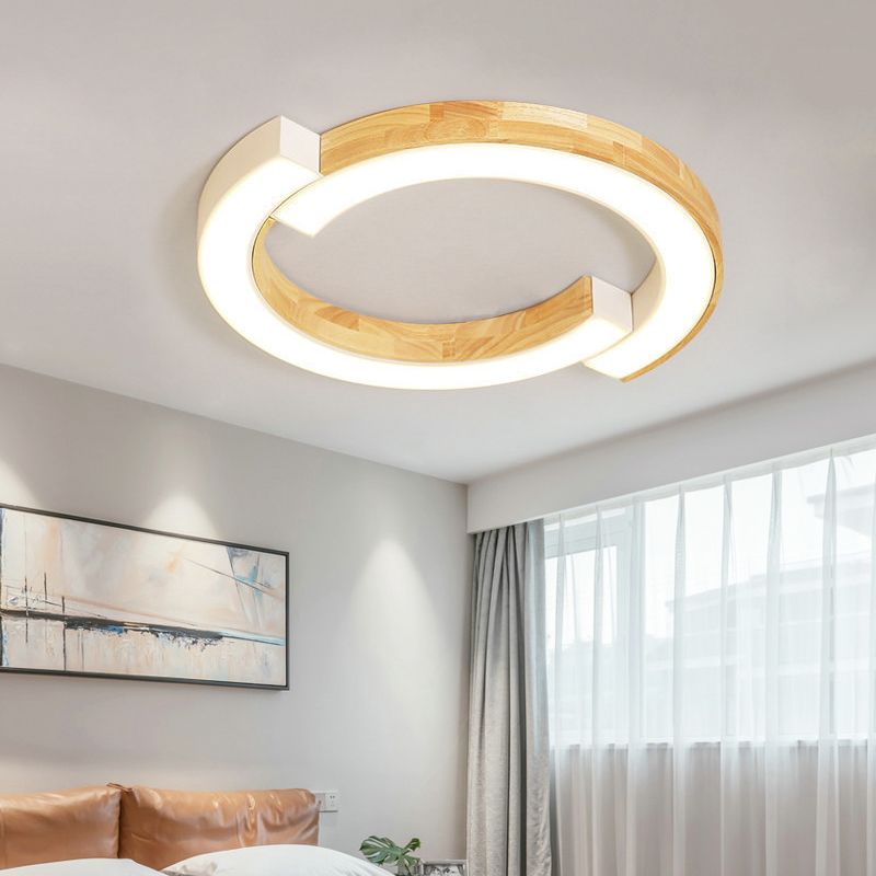 Luminaire de plafond encastré en bois, plafonnier LED moderne pour salle à manger