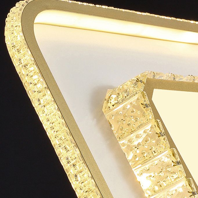 Geometry Shape Crystal Ceiling Lamp Modern Acrylic 2 Lights Flush Mount for Living Room