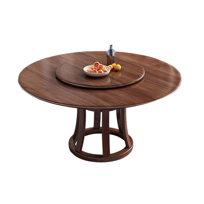 Round Table Solid Wood Table with Turntable for Home and Kitchen