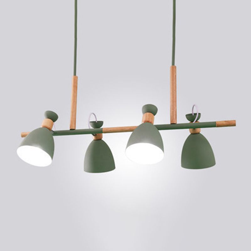 Macaron Cone Pendant Lights Metal 4 Lights Hanging Lamp Kit for Dining Room